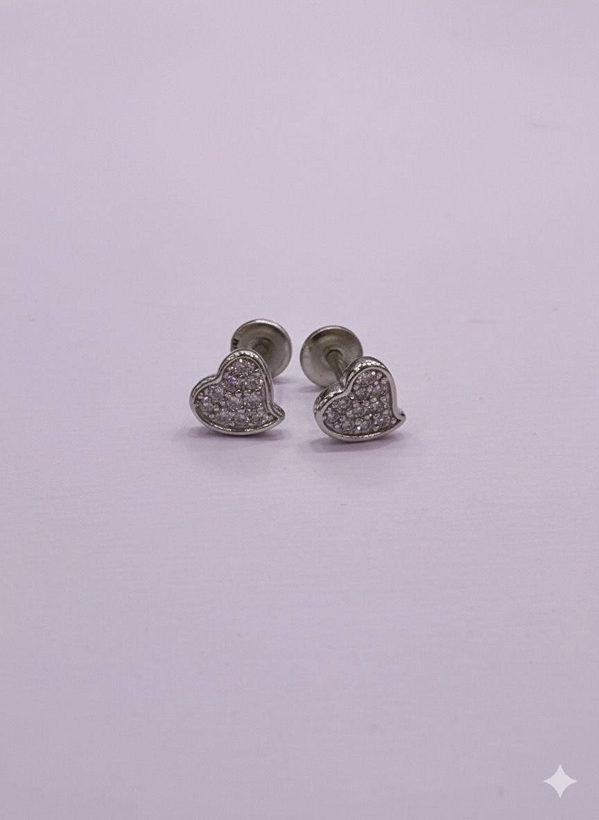 92.5 silver Baby  Heart Studs 